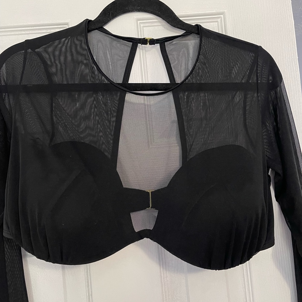 LONG SLEEVE UNDERWIRE MESH BIKINI TOP - Picture 3 of 4